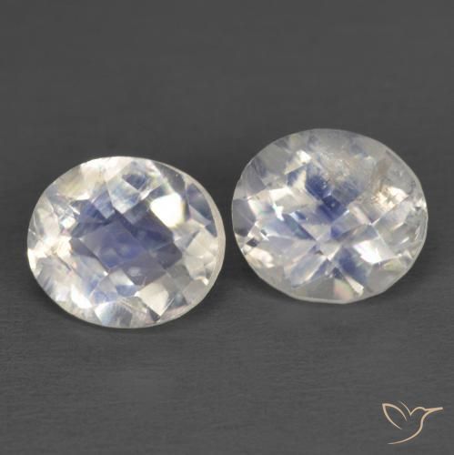 2.36ctw Natural Branco azulado Pedra da Lua Arco-Íris, oval, Transparente
