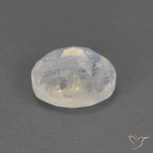 Pedra da Lua Arco-Íris Branco azulado Natural 1.18ct, oval, Translúcido