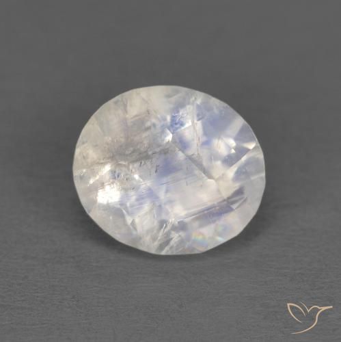 1.21ct Natural Branco azulado Pedra da Lua Arco-Íris, oval, Transparente