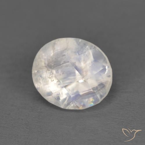 Pedra da Lua Arco-Íris Branco azulado Natural 1.21ct, oval, Transparente