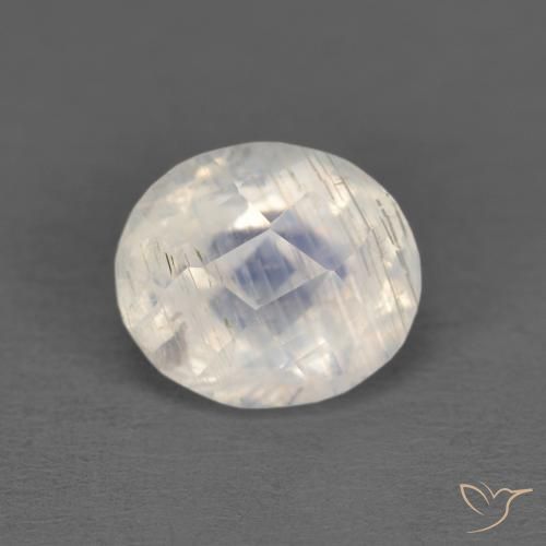 1.25ct Natural Branco azulado Pedra da Lua Arco-Íris, oval, Transparente