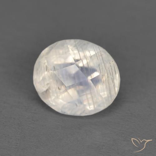 Pedra da Lua Arco-Íris Branco azulado Natural 1.25ct, oval, Transparente