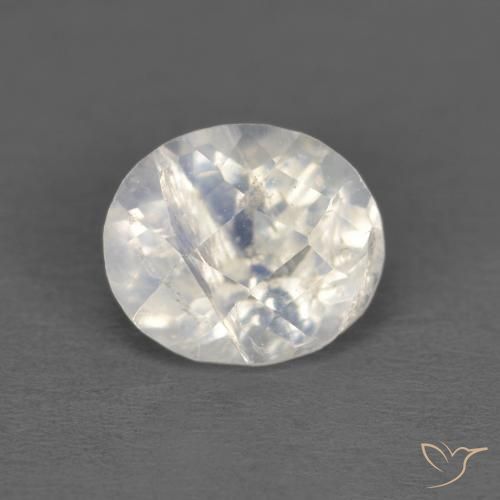 1.09ct Natural Branco azulado Pedra da Lua Arco-Íris, oval, Transparente