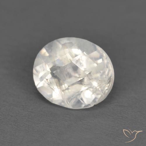 Pedra da Lua Arco-Íris Branco azulado Natural 1.09ct, oval, Transparente