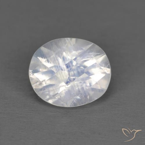 1.02ct Natural Branco azulado Pedra da Lua Arco-Íris, oval, Transparente