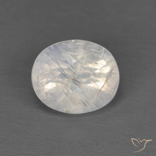 1.04ct Natural Branco azulado Pedra da Lua Arco-Íris, oval, Transparente
