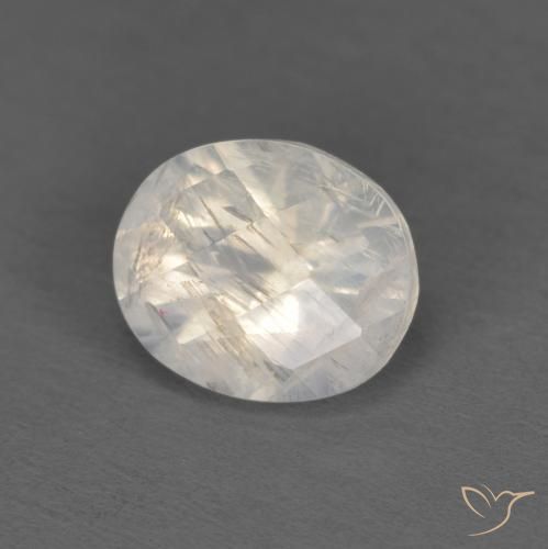 Pedra da Lua Arco-Íris Branco azulado Natural 1.04ct, oval, Transparente