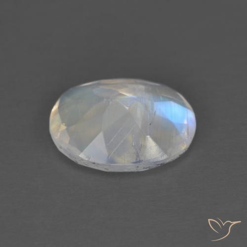 Pedra da Lua Arco-Íris Branco azulado Natural 1.36ct, oval, Transparente