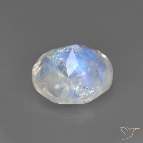 Pedra da lua arco-íris branco natural 1,62ct, corte redondo, transparente