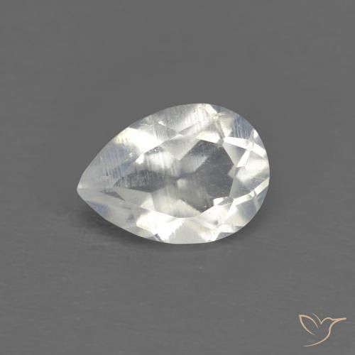 Pedra da Lua Arco-Íris Branco azulado Natural 0.65ct, Formato de pêra, Transparente