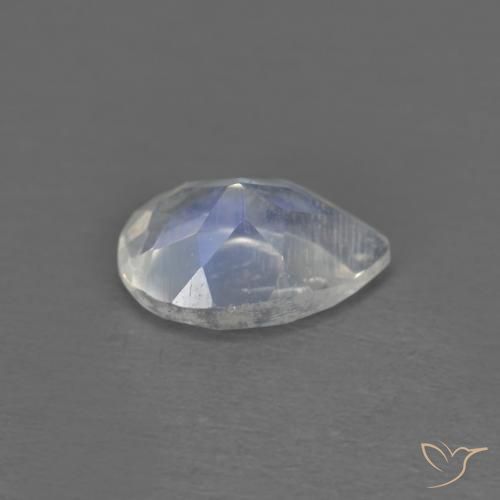 Pedra da Lua Arco-Íris Branco azulado Natural 0.65ct, Formato de pêra, Transparente
