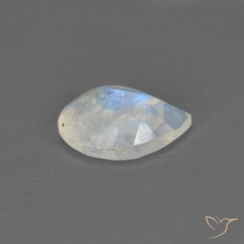 Pedra da Lua Arco-Íris Branco azulado Natural 0.66ct, Formato de pêra, Transparente