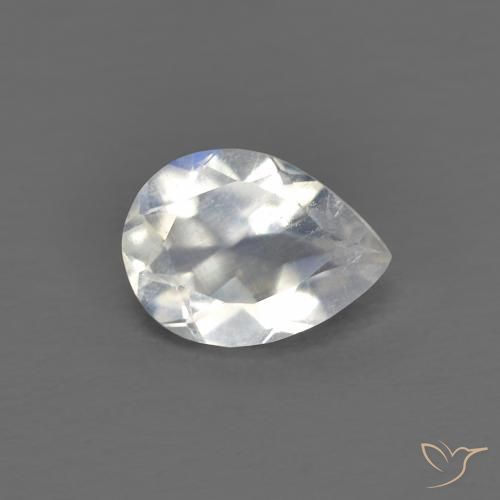 Pedra da Lua Arco-Íris Branco azulado Natural 0.64ct, Formato de pêra, Transparente