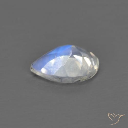 Pedra da Lua Arco-Íris Branco azulado Natural 0.64ct, Formato de pêra, Transparente