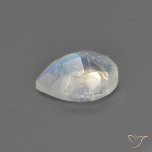 Pedra da Lua Arco-Íris Branco azulado Natural 0.73ct, Formato de pêra, Transparente