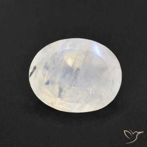3.12ct Natural Branco azulado Pedra da Lua Arco-Íris, oval, Translúcido