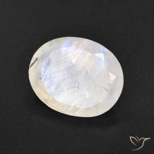 Pedra da Lua Arco-Íris Branco azulado Natural 3.12ct, oval, Translúcido