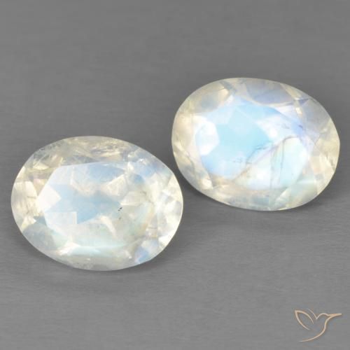 3.96ctw Natural Branco azulado Pedra da Lua Arco-Íris, oval, Transparente