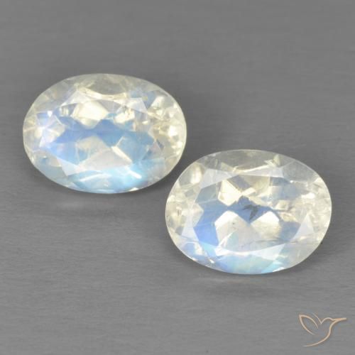 2.87ctw Natural Branco azulado Pedra da Lua Arco-Íris, oval, Transparente