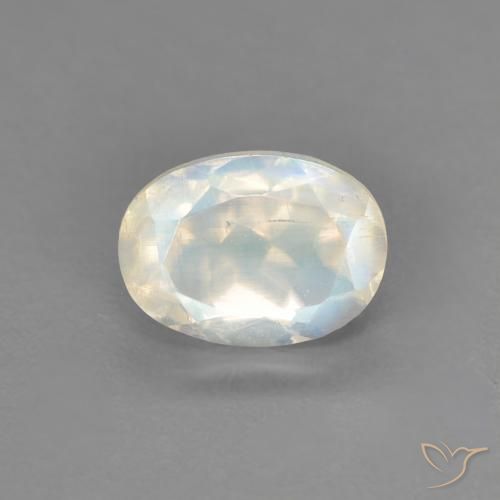 0.94ct Natural Branco azulado Pedra da Lua Arco-Íris, oval, Transparente