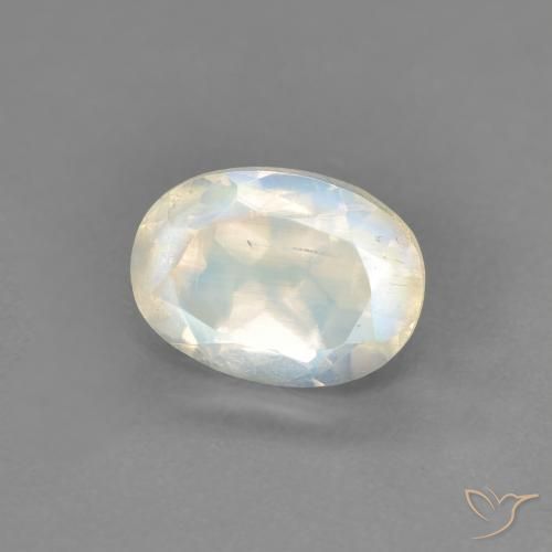 Pedra da Lua Arco-Íris Branco azulado Natural 0.94ct, oval, Transparente