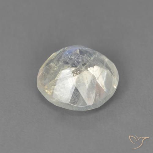 Pedra da Lua Arco-Íris Branco azulado Natural 1.28ct, Redondo, Transparente