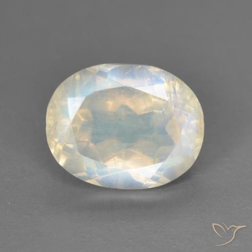 2.81ct Natural Branco azulado Pedra da Lua Arco-Íris, oval, Transparente