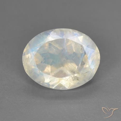 2.42ct Natural Branco azulado Pedra da Lua Arco-Íris, oval, Transparente