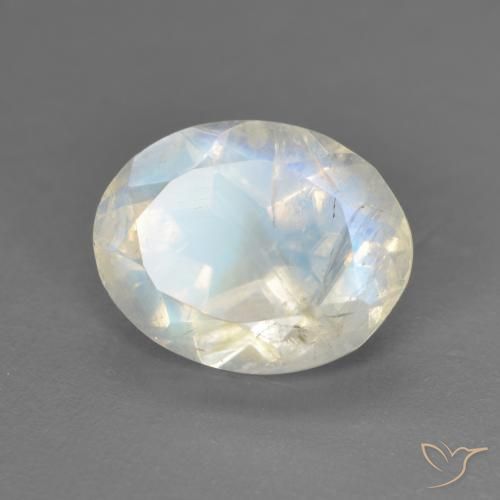Pedra da Lua Arco-Íris Branco azulado Natural 2.42ct, oval, Transparente