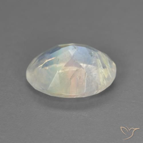 Pedra da Lua Arco-Íris Branco azulado Natural 2.42ct, oval, Transparente