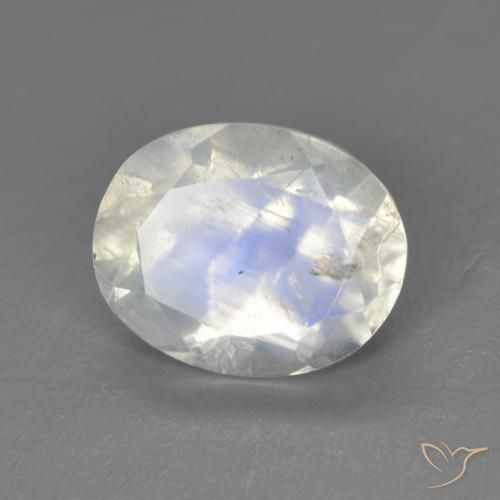 2.71ct Natural Branco azulado Pedra da Lua Arco-Íris, oval, Transparente