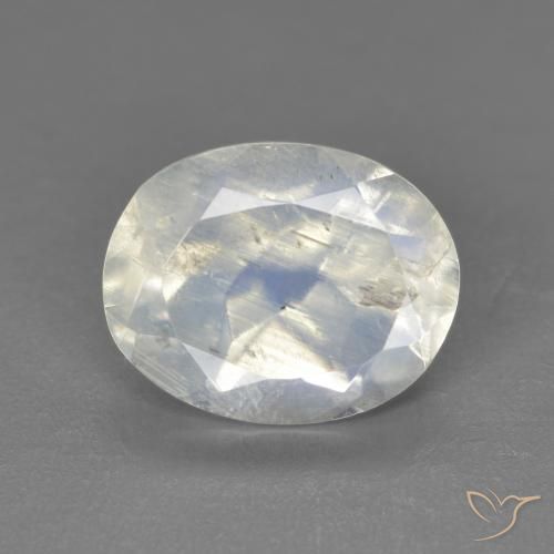Pedra da Lua Arco-Íris Branco azulado Natural 2.71ct, oval, Transparente