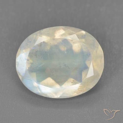 3.11ct Natural Branco azulado Pedra da Lua Arco-Íris, oval, Transparente