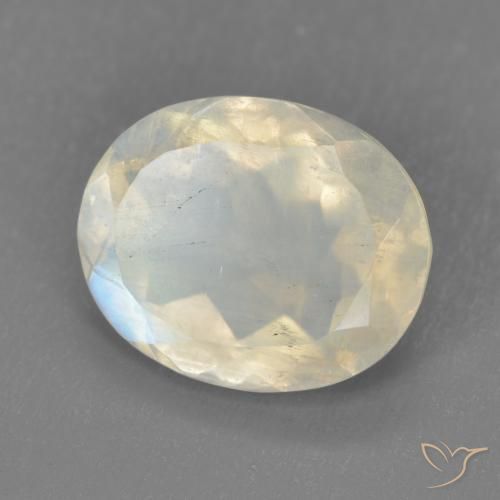 Pedra da Lua Arco-Íris Branco azulado Natural 3.11ct, oval, Transparente