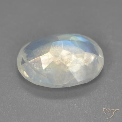 Pedra da Lua Arco-Íris Branco azulado Natural 3.11ct, oval, Transparente