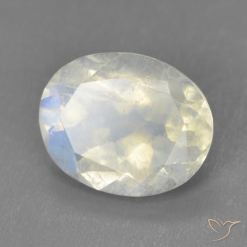 Pedra da Lua Arco-Íris Branco azulado Natural 3.32ct, oval, Transparente