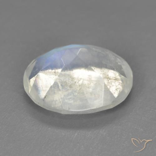 Pedra da Lua Arco-Íris Branco azulado Natural 3.32ct, oval, Transparente