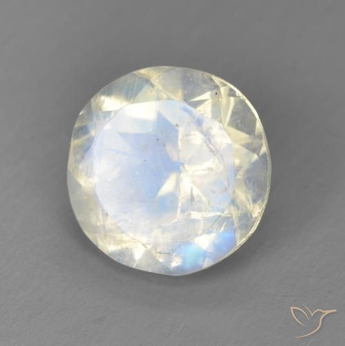 Pedra da Lua Arco-Íris Branco azulado Natural 2.49ct, Redondo, Transparente