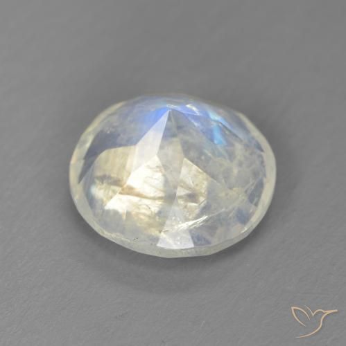 Pedra da Lua Arco-Íris Branco azulado Natural 2.49ct, Redondo, Transparente