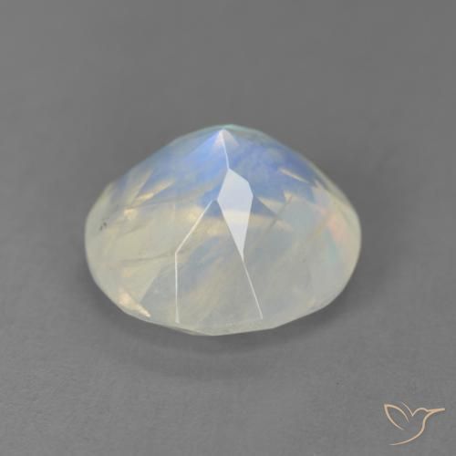 Pedra da Lua Arco-Íris Branco azulado Natural 3.50ct, Redondo, Transparente