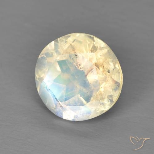 Pedra da Lua Arco-Íris Branco azulado Natural 1.86ct, Redondo, Transparente