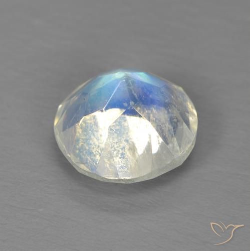 Pedra da Lua Arco-Íris Branco azulado Natural 1.86ct, Redondo, Transparente