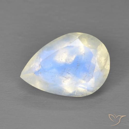4.87ct Natural Branco azulado Pedra da Lua Arco-Íris, Formato de pêra, Transparente