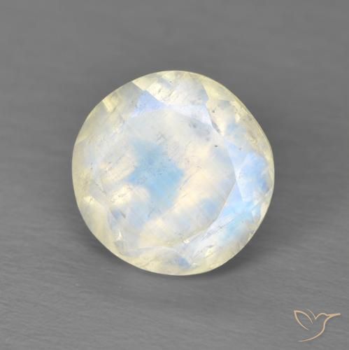 Pedra da Lua Arco-Íris Branco azulado Natural 2.03ct, Redondo, Transparente