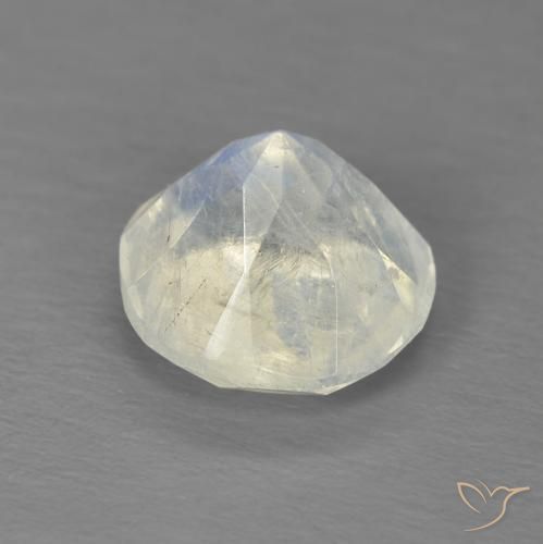 Pedra da Lua Arco-Íris Branco azulado Natural 2.03ct, Redondo, Transparente