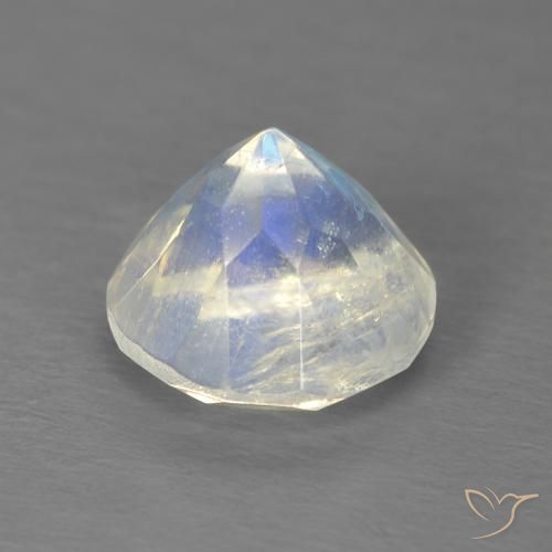 Pedra da Lua Arco-Íris Branco azulado Natural 2.98ct, Redondo, Transparente