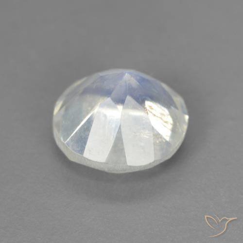 Pedra da Lua Arco-Íris Branco azulado Natural 1.34ct, Redondo, Transparente