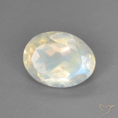 1.74ct Natural Branco azulado Pedra da Lua Arco-Íris, oval, Transparente