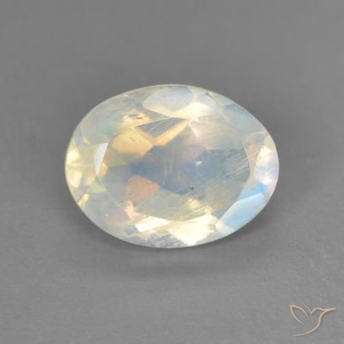 Pedra da Lua Arco-Íris Branco azulado Natural 1.74ct, oval, Transparente