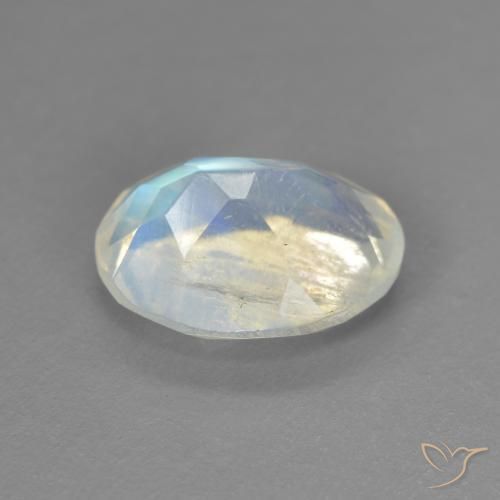 Pedra da Lua Arco-Íris Branco azulado Natural 1.74ct, oval, Transparente